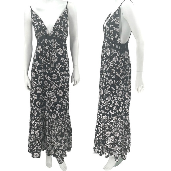 RAMY BROOK Ingrid Floral Print Eyelet Lace Cotton Cut-Out 
Maxi Dress size 6 NEW - Picture 9 of 9